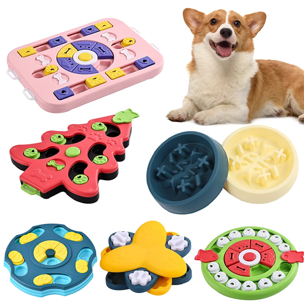 Dog Treat Puzzle Toy - Welpen-IQ-Futterspender, langsam essend, rutschfeste Schüssel, Haustier,