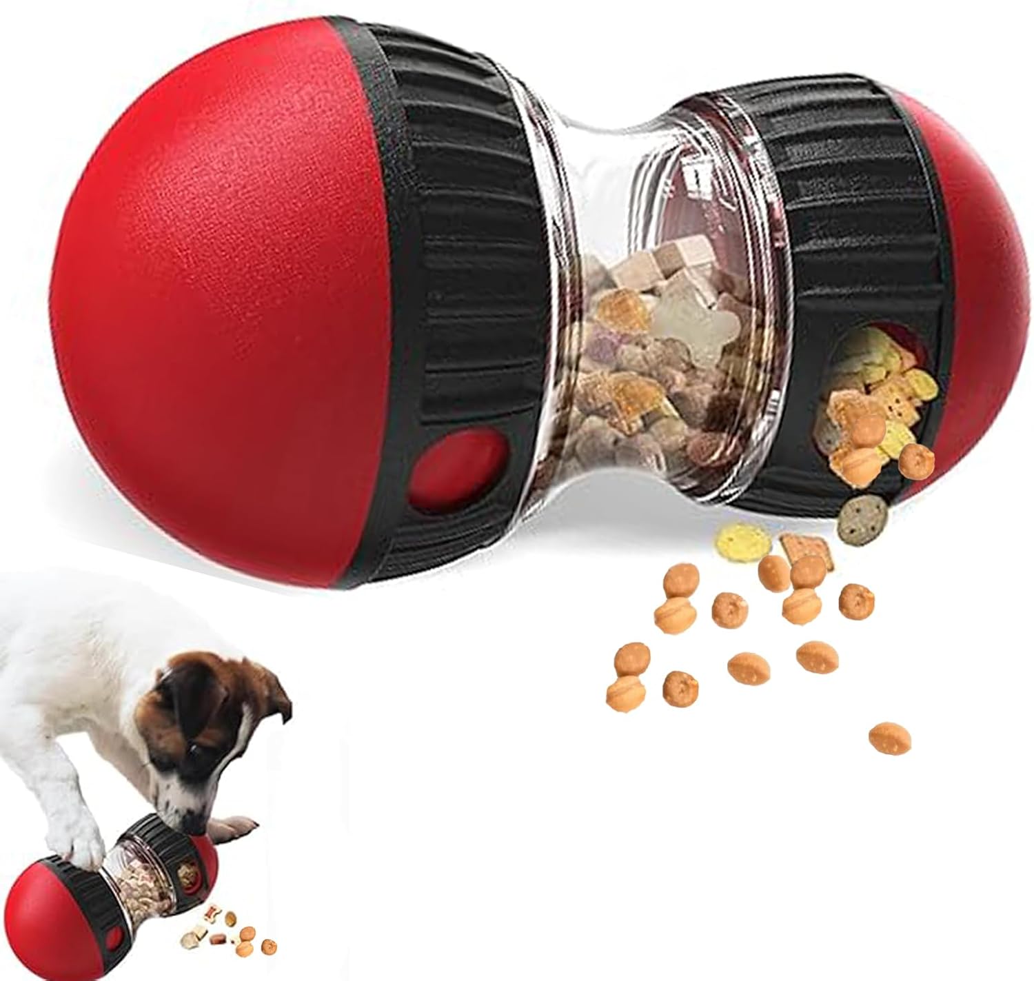 Dog Treat Puzzle Toy - Hundespielzeug und verstellbarer langsamer Futterball –