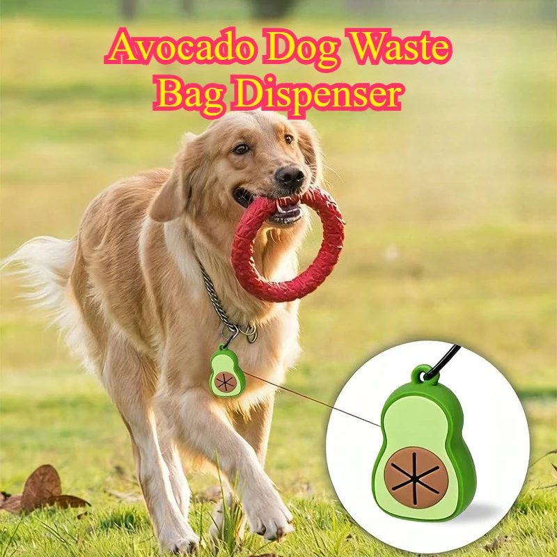 Poop Bag Dispenser - 1x Avocado-Hundekotbeutel-Spender, Silikon-Beutelhalter mit Leinenclip, tragbarer