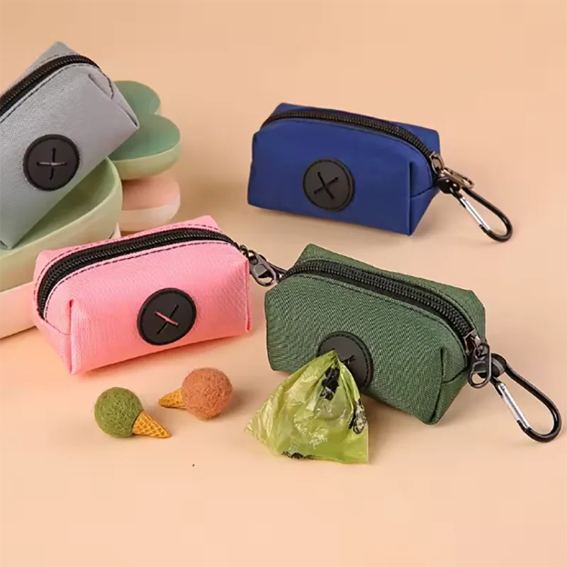 Poop Bag Dispenser - Hochwertiger Canvas-Hundekotbeutelhalter, Outdoor-Abfallbeutelspender mit Karabinerhaken, Tierkot-Sammelbeutel