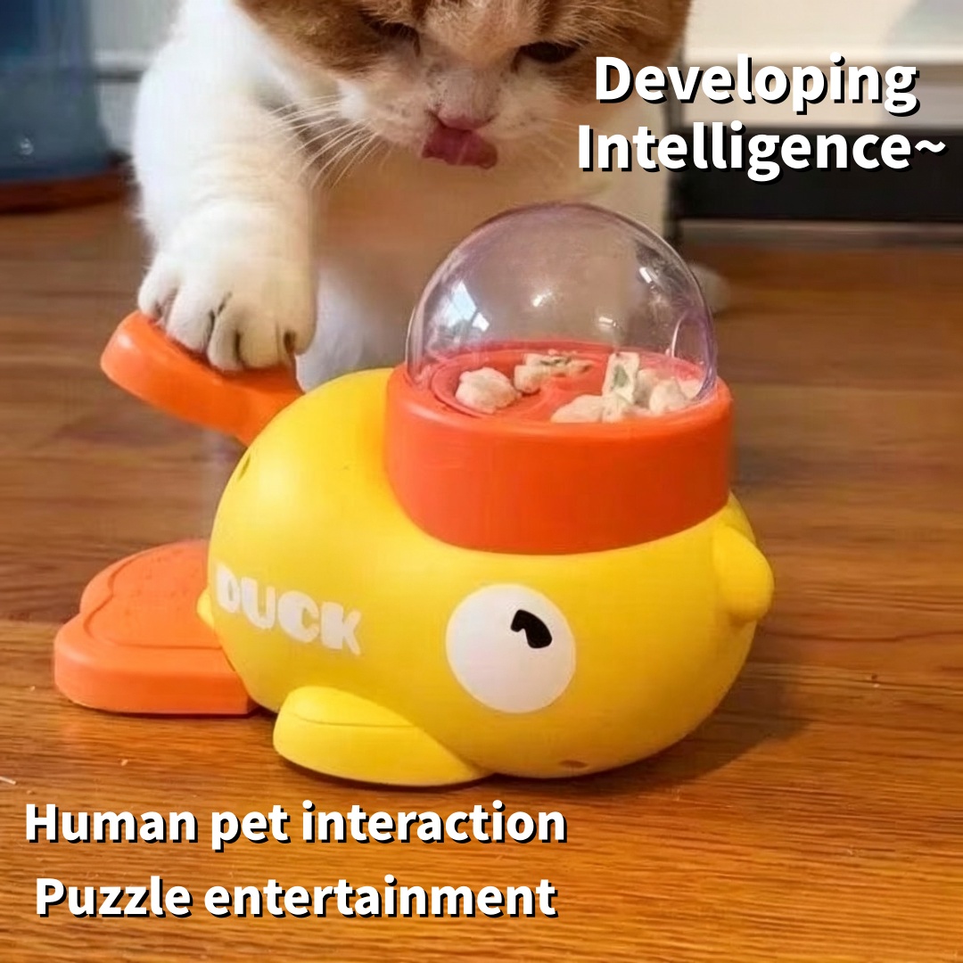 Dog Treat Puzzle Toy - Gelber Enten-Snackspender für Haustiere, Interaktives Puzzle-Spielzeug,