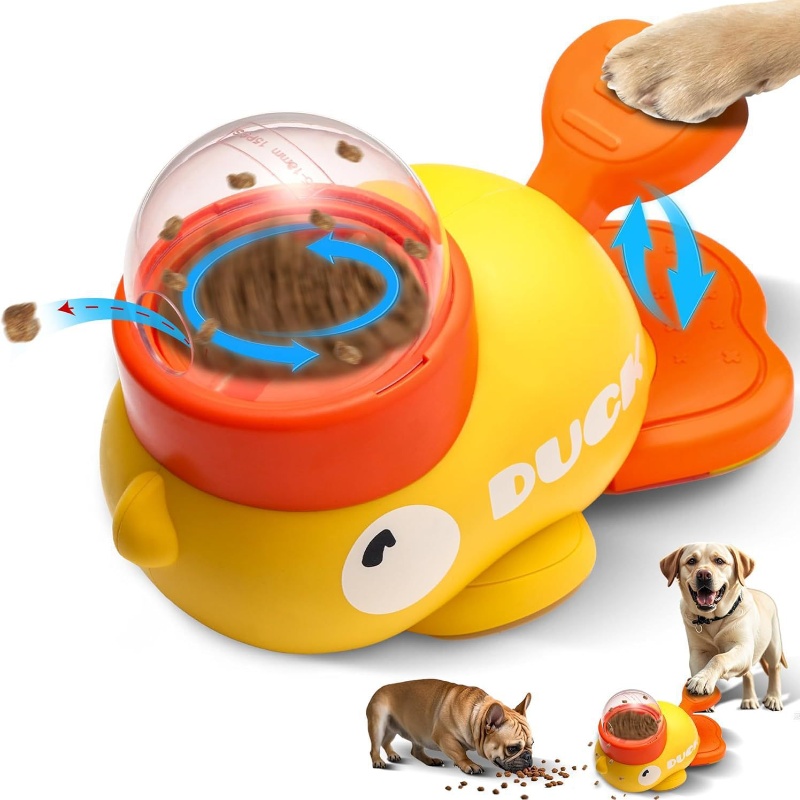 Dog Treat Puzzle Toy - Gelber Entenförmiger Interaktiver Katzen-Leckerli-Spender Langlebiges Plastik-Puzzle