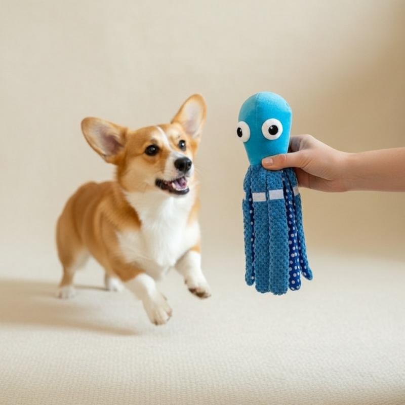 Interactive Cat Toy - Oktopus-Quietschspielzeug Geruchsfrei Bissresistentes Kauspielzeug für Kleine