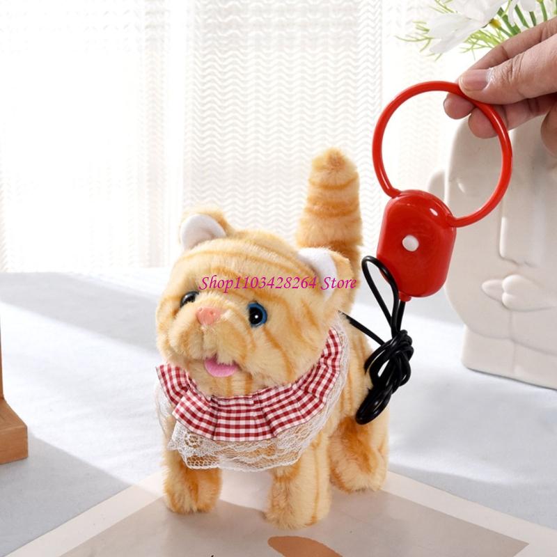 Interactive Cat Toy - Geräuschaktiviertes Laufkatzen-Plüschtierspielzeug für Kinder Innenbereich