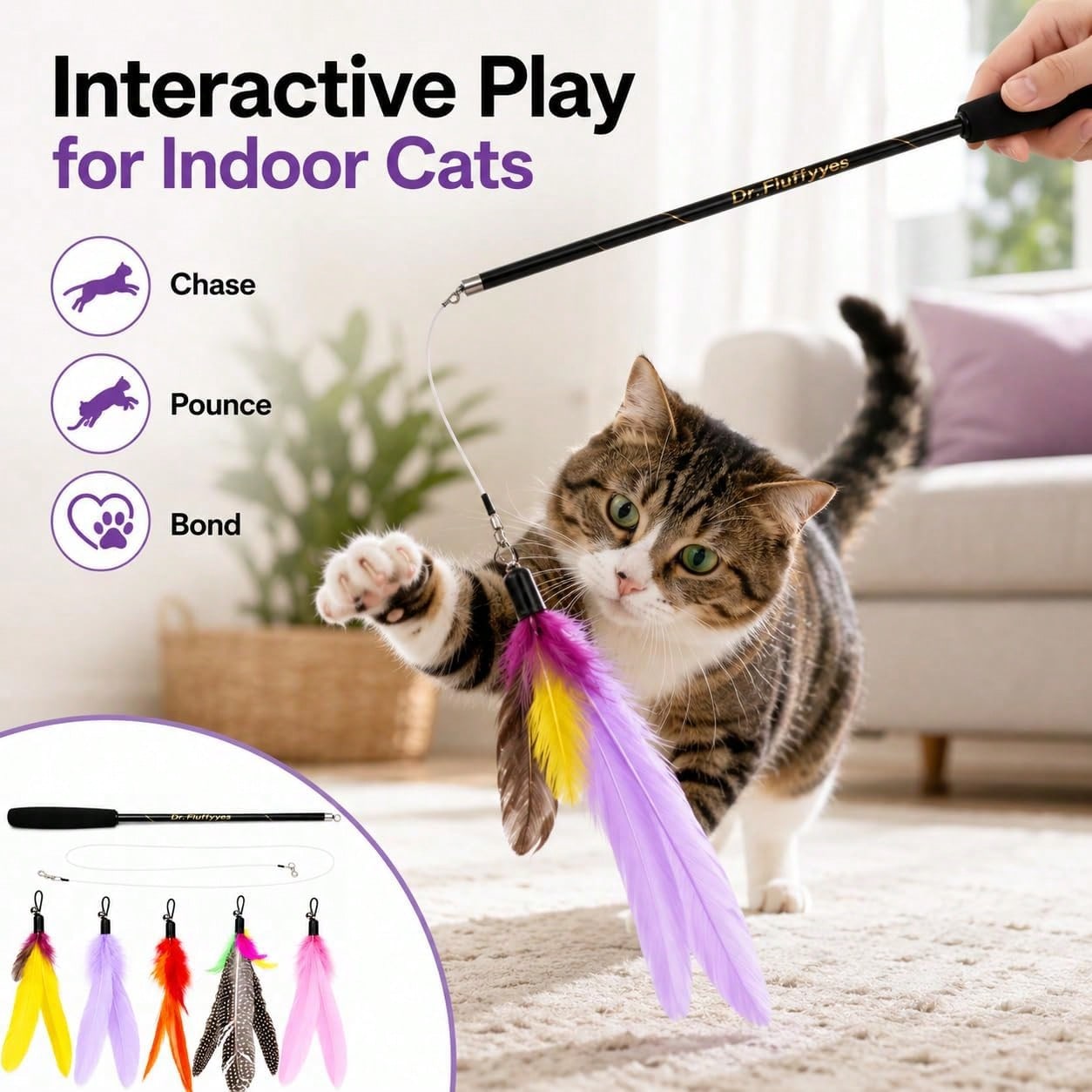 Katzenspielzeug mit 5 Federanb – Interactive Cat Toy Bewertung und Preis